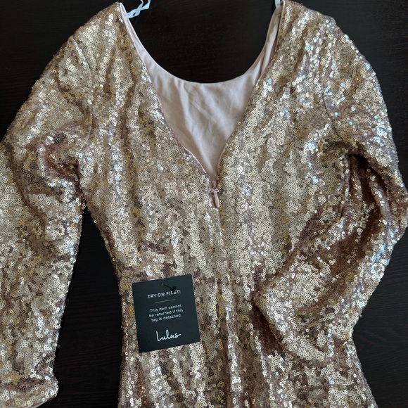 NEW Lulus Bodycon Minu Sequin Gold Silver Dress - Picture 11 of 11